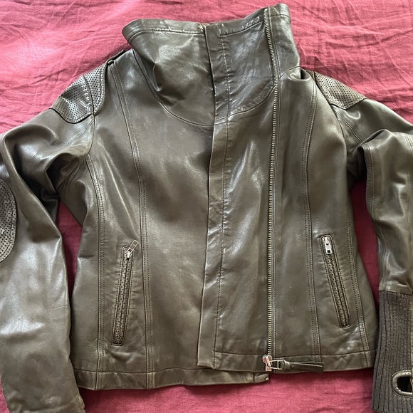 Mackage Dark Brown Leather Jacker Women’s Size L - Picture 3 of 16